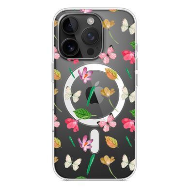 Чохол прозорий Print Butterfly with MagSafe для iPhone 16e | 17e Pink/White - ash-mobile.com.ua - фото 3