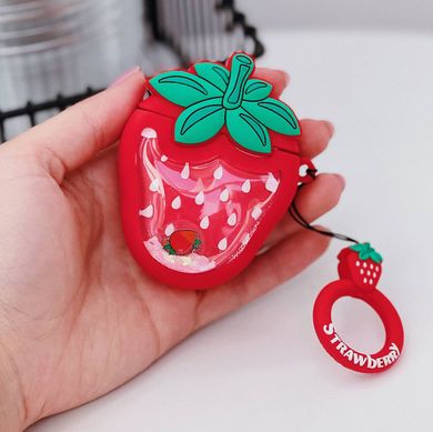 Чехол 3D для AirPods 1 | 2 Strawberry с блестками купить