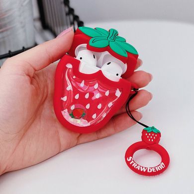 Чехол 3D для AirPods 1 | 2 Strawberry с блестками купить