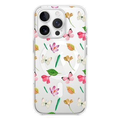 Чохол прозорий Print Butterfly with MagSafe для iPhone 16e | 17e Pink/White - ash-mobile.com.ua - фото 2