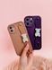 Чохол з тримачем ведмедиком перламутровим для iPhone 14 Plus Coffee