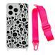 Чохол прозорий з ремінцем Print Flower для iPhone 11 PRO Floral Black/Hot Pink