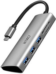 Перехідник для Macbook USB-C хаб WIWU 532ST Alpha 5 in 1 Gray купити