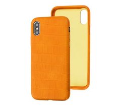 Чохол Leather Crocodile Сase для iPhone X | XS Orange купити