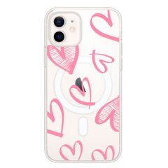 Чехол прозрачный Print Love Kiss with MagSafe для iPhone 11 Heart Pink купить