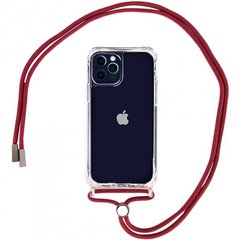 Чехол Crossbody Transparent со шнурком для iPhone 14 Marsala