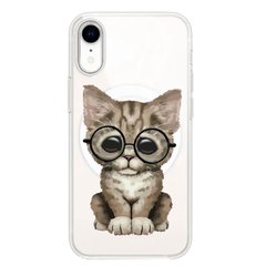 Чохол прозорий Print Animals with MagSafe для iPhone XR Cat купити