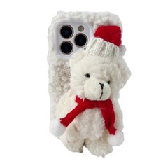 Чехол 3D Bear Plush Case для iPhone 15 PRO White