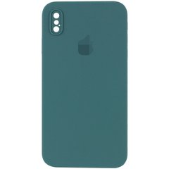 Чохол Silicone Case FULL+Camera Square для iPhone X | XS Pine Green купити