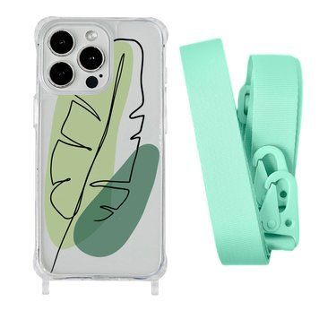 Чохол прозорий з ремінцем Print Leaves для iPhone X | XS Green/Avocado - ash-mobile.com.ua - фото 1