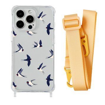 Чехол прозрачный с ремешком Print Happy Nice для iPhone X | XS Swallows/Yellow - ash-mobile.com.ua - фото 1