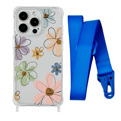 Чехол прозрачный с ремешком Print Flower для iPhone X | XS Spring Breeze/Blue - ash-mobile.com.ua - фото 1