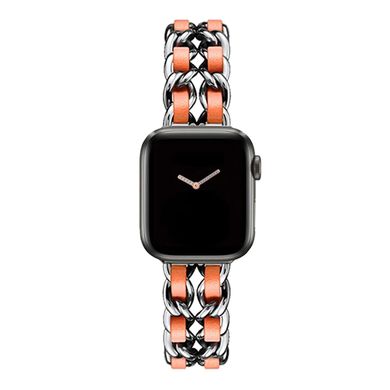 Ремінець Chanel Leather для Apple Watch 42mm | 44mm | 45mm | 49mm Silver/Orange