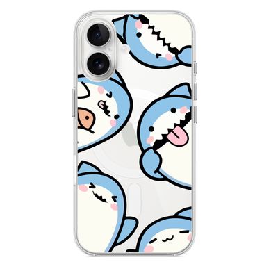 Чехол прозрачный Print Shark with MagSafe для iPhone 16 Shark More - ash-mobile.com.ua - фото 1