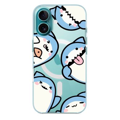 Чехол прозрачный Print Shark with MagSafe для iPhone 16 Shark More - ash-mobile.com.ua - фото 2