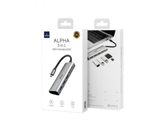 Перехідник для Macbook USB-C хаб WIWU 532ST Alpha 5 in 1 Gray купити