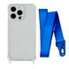 Чехол прозрачный с ремешком для iPhone 15 Blue