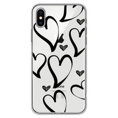 Чехол прозрачный Print Love Kiss для iPhone XS MAX Heart Black купить