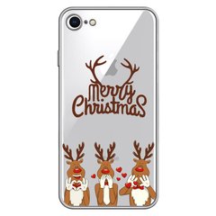 Чохол прозорий Print NEW YEAR для iPhone 7 | 8 | SE 2 | SE 3 Three deer купити
