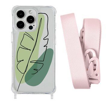 Чохол прозорий з ремінцем Print Leaves для iPhone X | XS Green/Pink Sand - ash-mobile.com.ua - фото 1