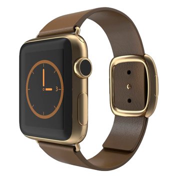 Ремінець Modern Buckle Leather для Apple Watch 38mm | 40mm | 41mm Brown/Gold - ash-mobile.com.ua - фото 1