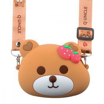 Сумка на плече для дитячого фотоапарату Bear Strawberry Head 10,5*12,7*4 Brown - ash-mobile.com.ua - фото 1