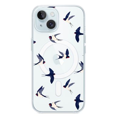 Чохол прозорий Print Happy Nice with MagSafe для iPhone 15 Plus Swallows - ash-mobile.com.ua - фото 1