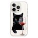 Чехол прозрачный Print Mood swings with MagSafe для iPhone 14 PRO Cat Wine - ash-mobile.com.ua - фото 1