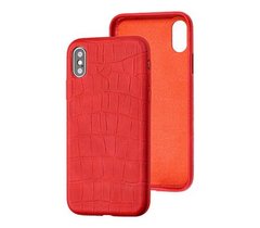 Чохол Leather Crocodile Сase для iPhone X | XS Red купити