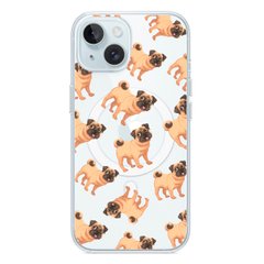 Чехол прозрачный Print Animals with MagSafe для iPhone 15 Pug