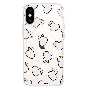 Чехол прозрачный Print Duck with MagSafe для iPhone X | XS White - ash-mobile.com.ua - фото 1