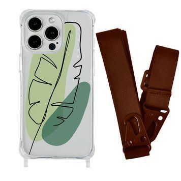Чохол прозорий з ремінцем Print Leaves для iPhone X | XS Green/Brown - ash-mobile.com.ua - фото 1