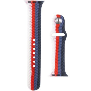 Ремешок Braided Rainbow для Apple Watch 38mm | 40mm | 41mm White/Red/Midnight Blue - ash-mobile.com.ua - фото 1