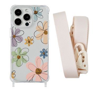 Чехол прозрачный с ремешком Print Flower для iPhone X | XS Spring Breeze/Antique White - ash-mobile.com.ua - фото 1