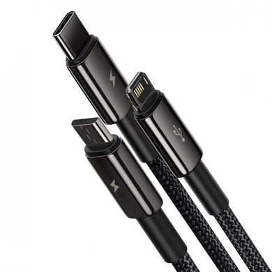 Кабель Baseus Tungsten Gold 3 in 1 USB (Micro-USB+Lightning+Type-C) 3.5A (1.5m) Black купити
