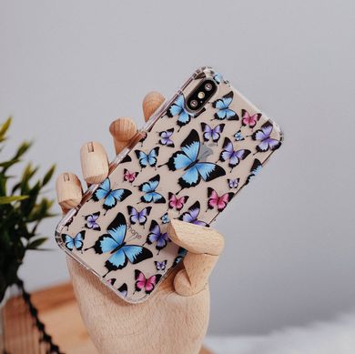Чехол прозрачный Print Butterfly для iPhone XS MAX Pink купить