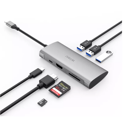 Перехідник для Macbook USB-C хаб WIWU Alpha 7 in 1 Silver купити
