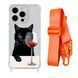 Чохол прозорий з ремінцем Print Mood swings для iPhone 11 PRO Cat Wine/Orange
