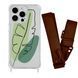 Чохол прозорий з ремінцем Print Leaves для iPhone X | XS Green/Brown
