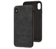 Чехол Leather Crocodile Case для iPhone XS MAX Black купить
