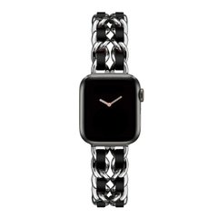 Ремінець Chanel Leather для Apple Watch 42mm | 44mm | 45mm | 49mm Silver/Black