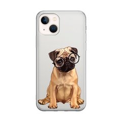 Чехол прозрачный Print Dogs для iPhone 15 Plus Glasses Pug