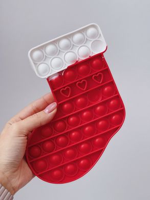 Pop-It іграшка Sock New Year (Шкарпетка Новий Рік) White/Red купити