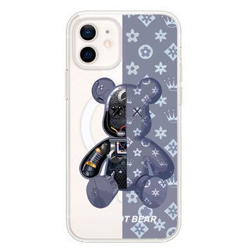 Чохол прозорий Print Robot Bear with MagSafe для iPhone 11 Lavender Grey - ash-mobile.com.ua - фото 1