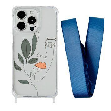 Чохол прозорий з ремінцем Print Leaves для iPhone 12 | 12 PRO Face/Blue Cobalt - ash-mobile.com.ua - фото 1