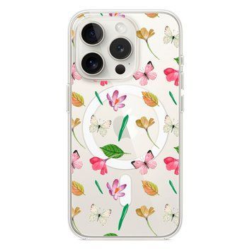 Чохол прозорий Print Butterfly with MagSafe для iPhone 11 PRO MAX Pink/White - ash-mobile.com.ua - фото 1