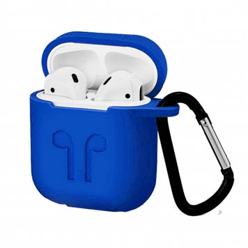 Чохол силіконовий LOGO з карабіном для AirPods 1 | 2 Royal Blue - ash-mobile.com.ua - фото 1