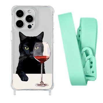 Чехол прозрачный с ремешком Print Mood swings для iPhone X | XS Cat Wine/Avocado - ash-mobile.com.ua - фото 1