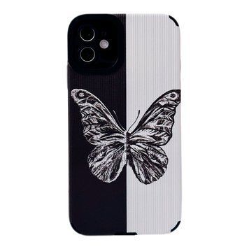Чехол Ribbed Case для iPhone 12 Mini Big Butterfly Black/White - ash-mobile.com.ua - фото 1