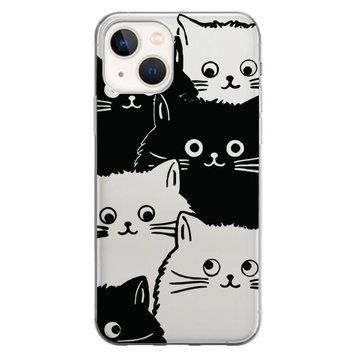 Чохол прозорий Print Animals для iPhone 15 Cats Black/White - ash-mobile.com.ua - фото 1